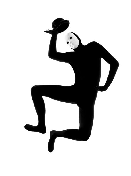 表演者用面具哑剧致敬图片下载