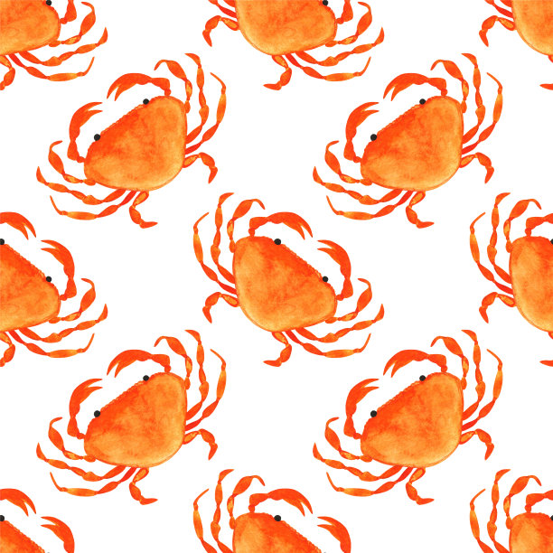 水彩无缝螃蟹图案素材图片