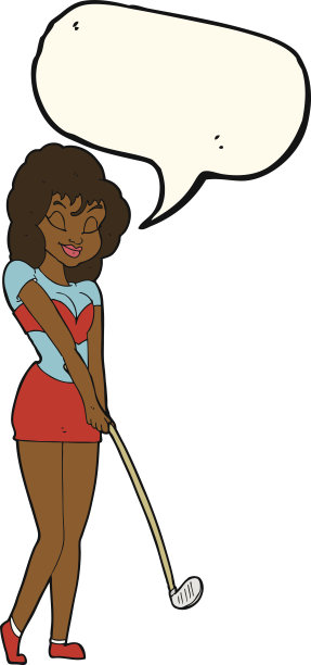 卡通女人用泡泡打高尔夫球图片下载