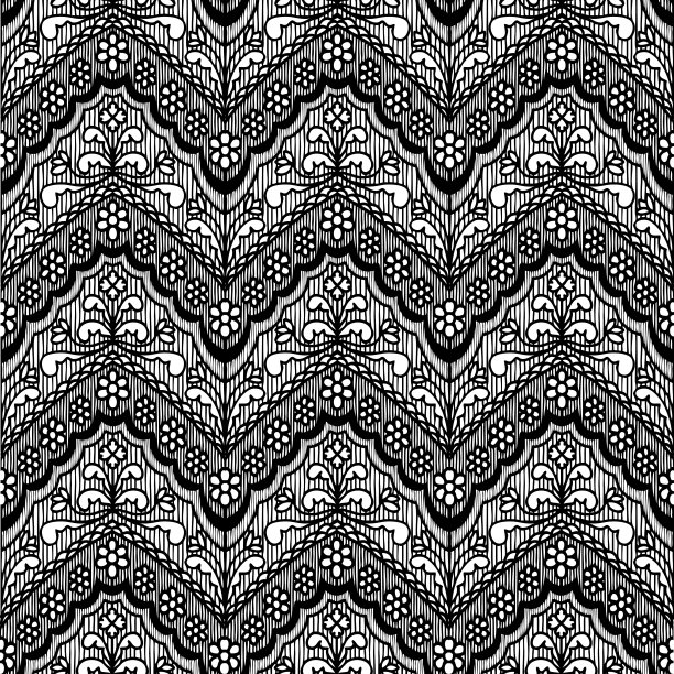 花边无缝图案与花素材图片