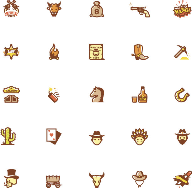 狂野西部图标集图片下载