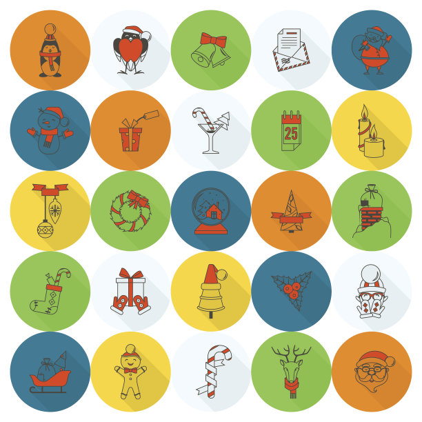 圣诞节和冬季图标收藏图片下载