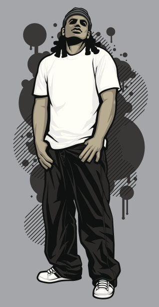 男嘻哈服装模特:t恤姿势图片下载