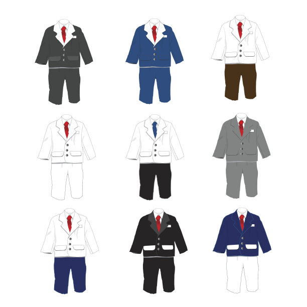 无尾礼服男孩正式穿婚礼派对，矢量插图图片下载