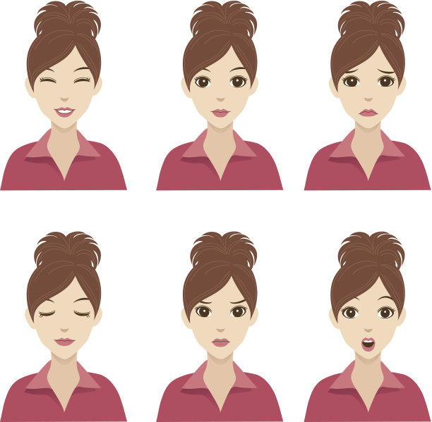 不同面部表情的女人图片下载