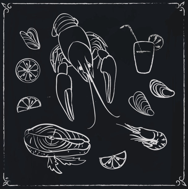 黑板上的海鲜菜单设计图片下载