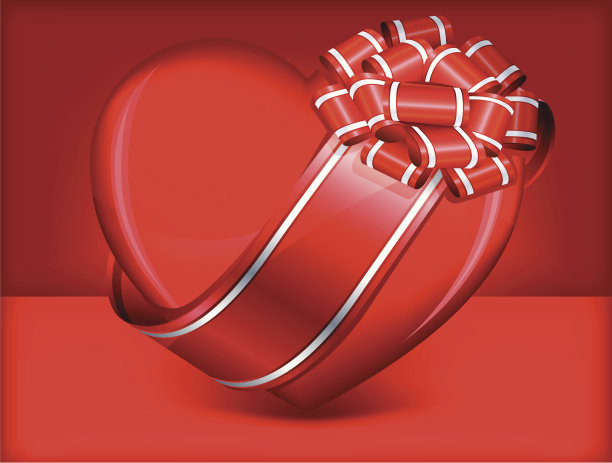 红上带蝴蝶结的心图片下载