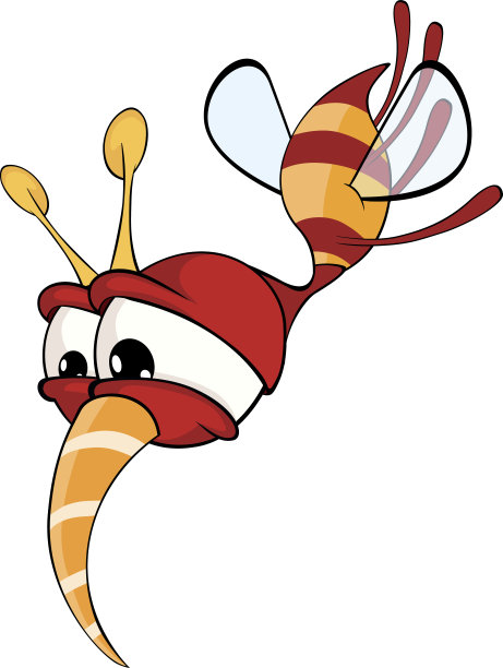 红色飞虫的卡通插图图片下载