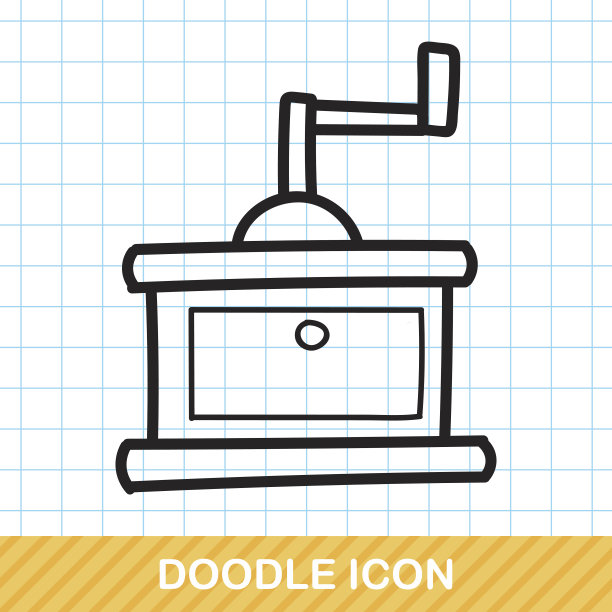 咖啡研磨机彩色涂鸦图片下载