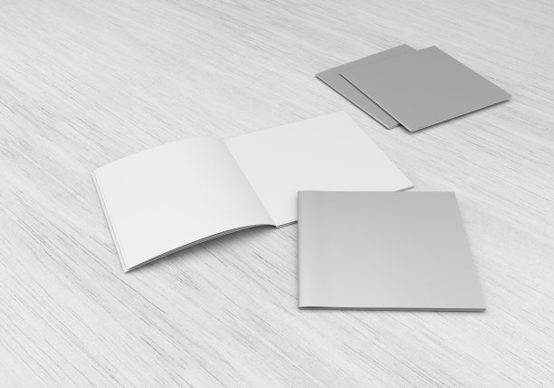 方形的空白目录在白色和灰色的木材上图片下载
