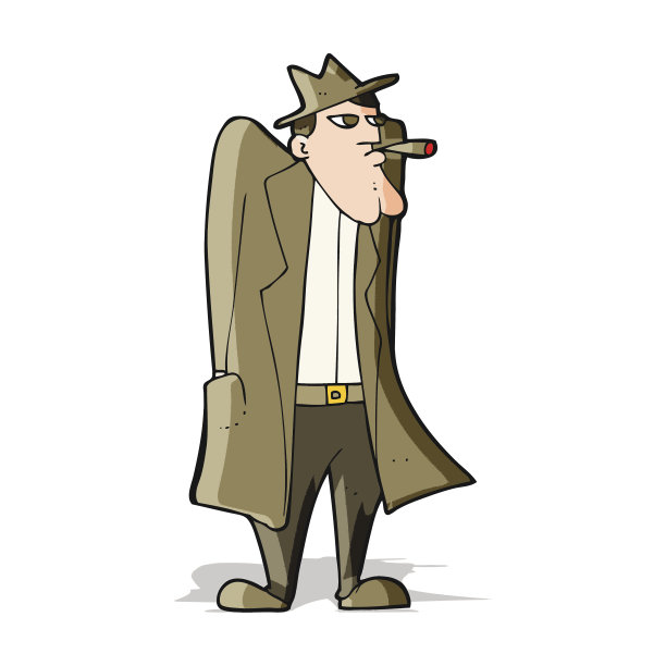 戴着帽子穿着风衣的卡通男人图片下载
