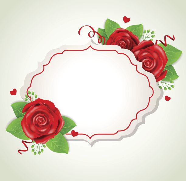 带有红玫瑰的浪漫横幅图片下载