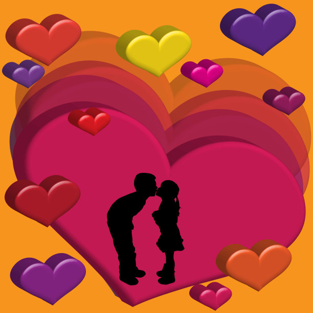 心与剪影的插图。图片下载