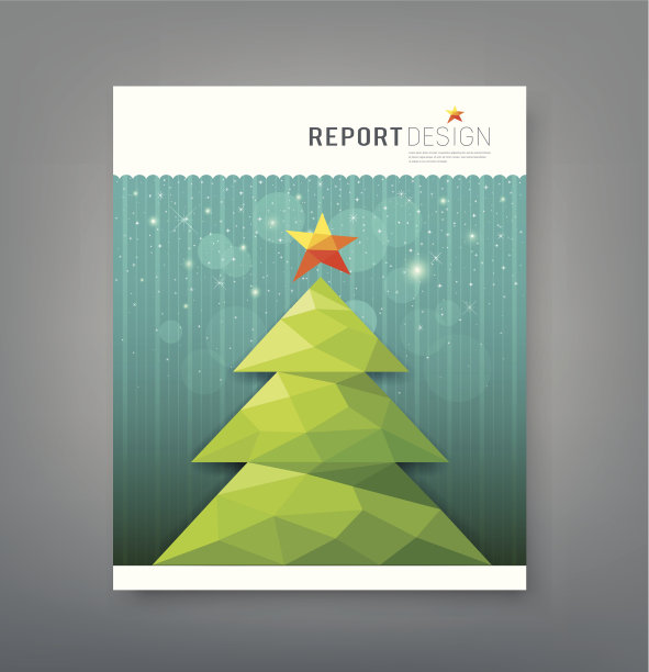 封面报道，圣诞树几何设计图片下载