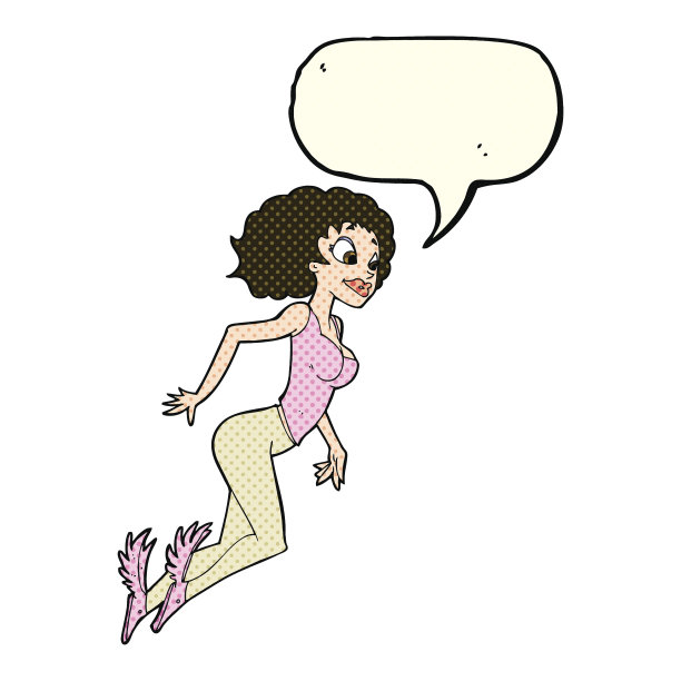 卡通飞行女人与语音泡泡图片下载
