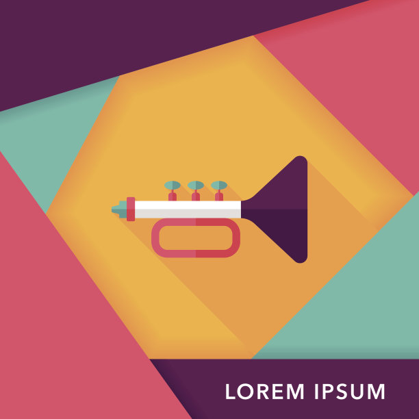 喇叭或喇叭平图标与长影子，eps10图片下载