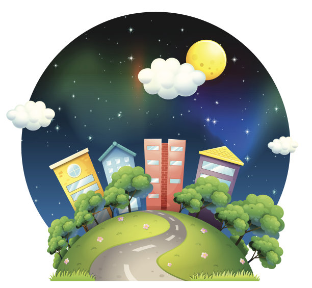 有高楼和树木的城市图片下载