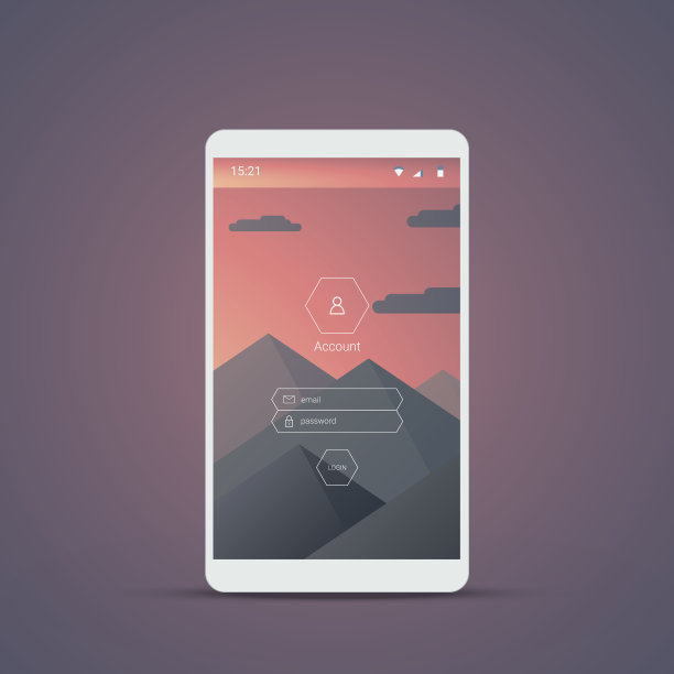 移动用户界面登录屏幕。智能手机图标的帐户和图片下载