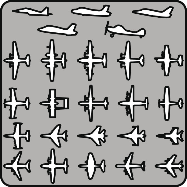不同飞机图标的矢量集。图片下载