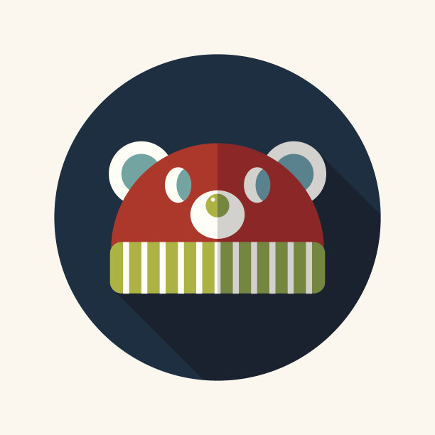 婴儿帽扁平图标与长影子，eps10图片下载