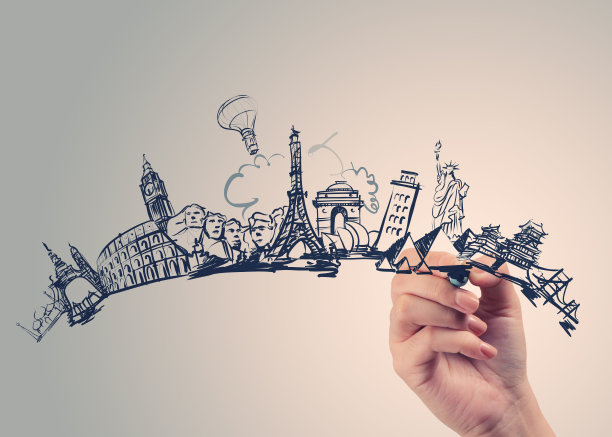 手绘环游世界图片下载