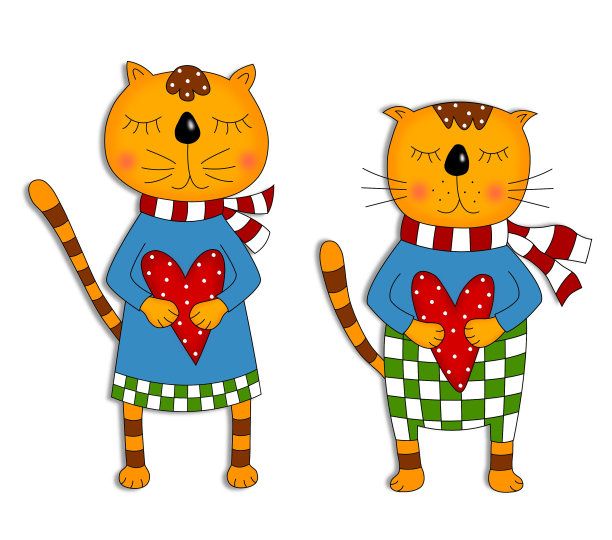 猫。卡通人物在白色之上图片下载