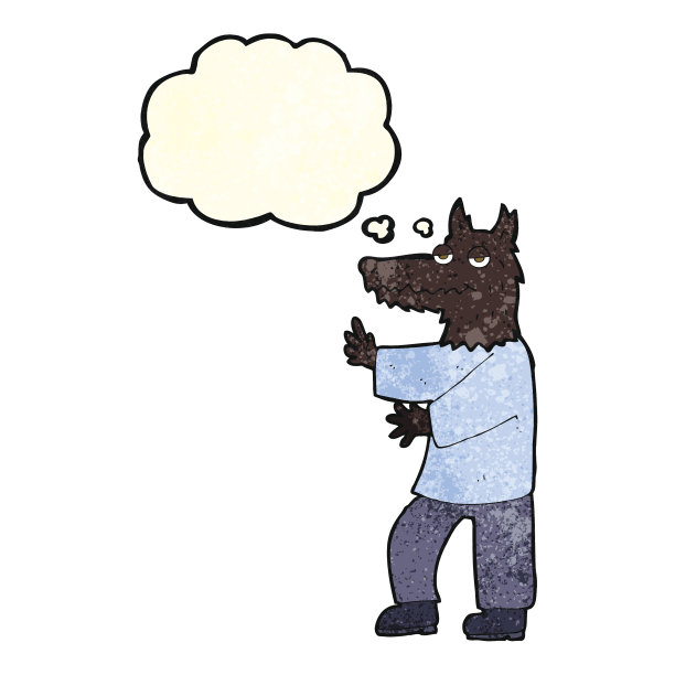 卡通狼人与思想泡泡图片下载