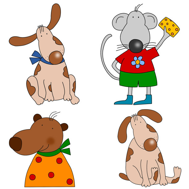 卡通人物在白色之上图片下载