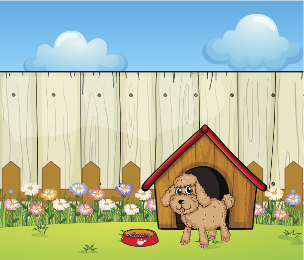狗的房子在栅栏里面图片下载