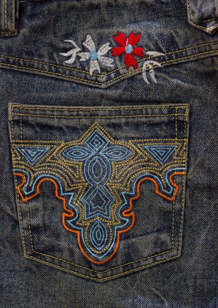 刺绣在牛仔布图片下载