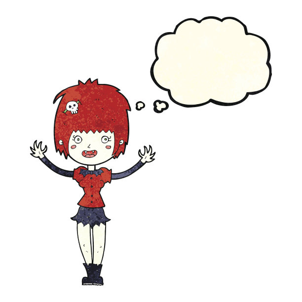 卡通吸血鬼女孩与思想泡沫图片下载