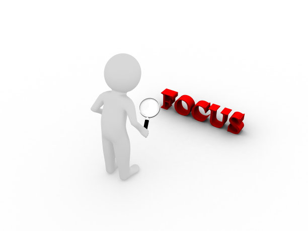 3d的人拿着放大镜正在看一个焦点字图片下载