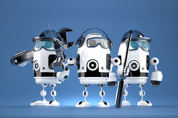 机器人机械师组。技术的概念。包含剪切路径图片下载