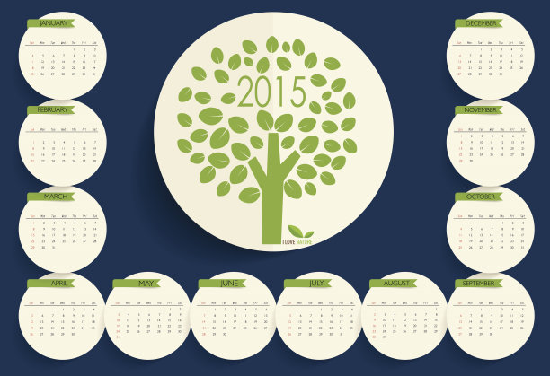 2015年日历。矢量插图。图片下载