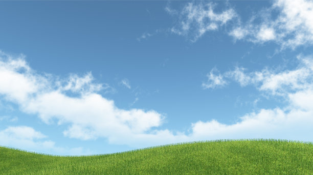 绿草如茵，蓝天白云图片下载