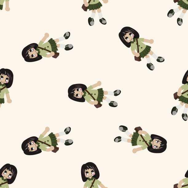 学生卡通，卡通无缝图案背景图片下载