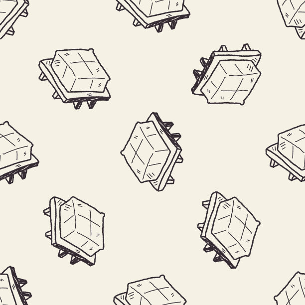 豆腐涂鸦无缝图案背景图片下载