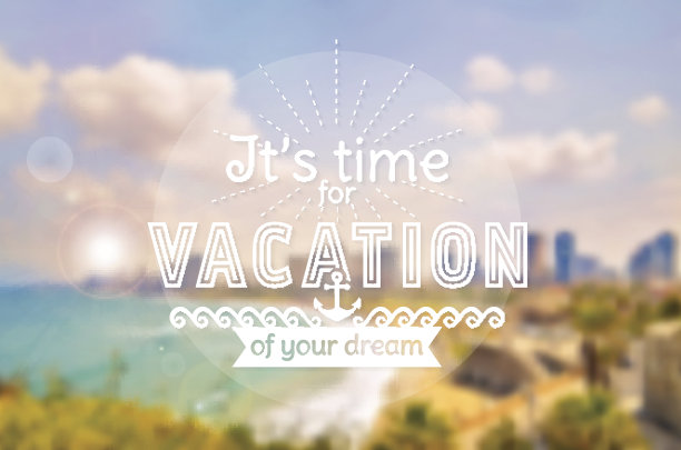 休假时间。向量的名片。模糊的背景。图片下载