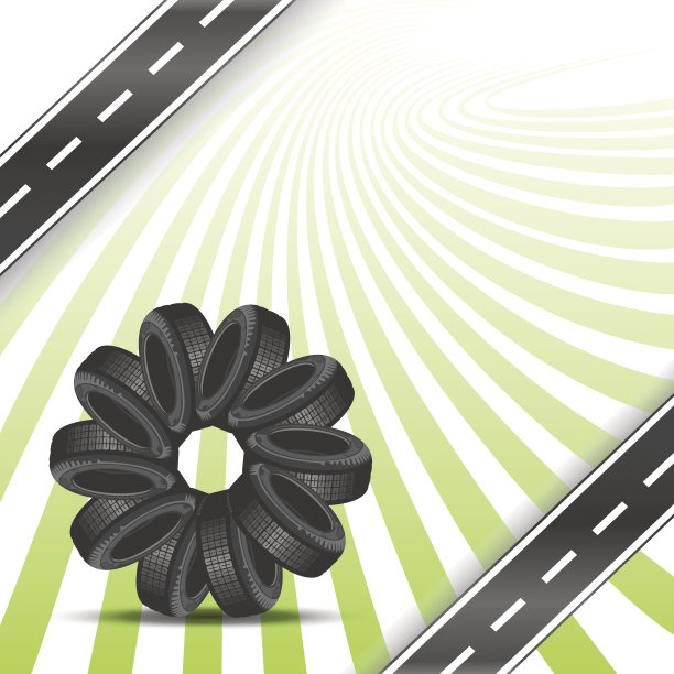 汽车轮胎排成一个圆圈图片下载