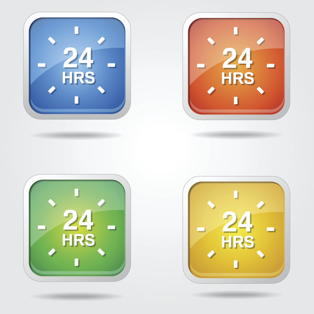 24小时服务彩色矢量图标设计图片下载