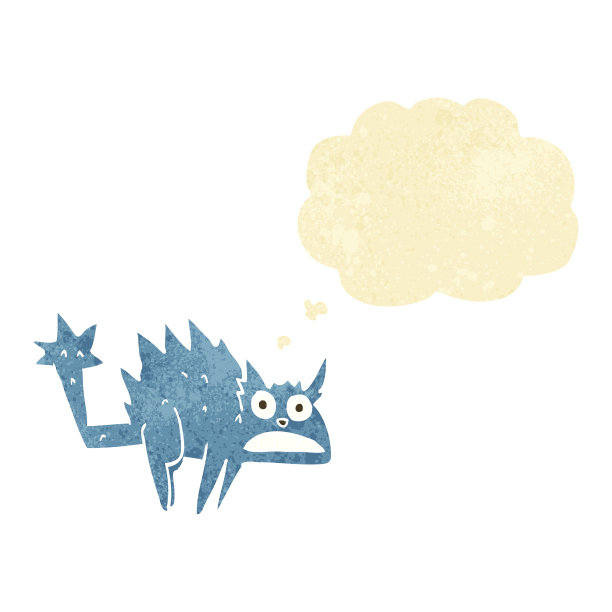 卡通受惊的猫带着思想泡泡图片下载