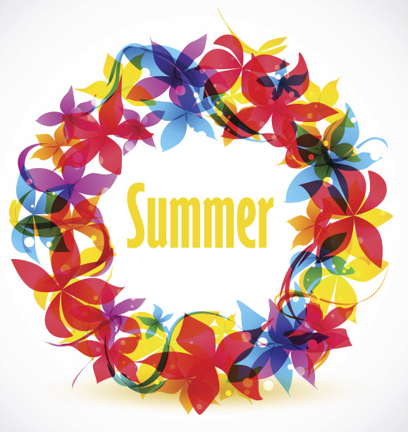 矢量抽象彩色花朵图片下载