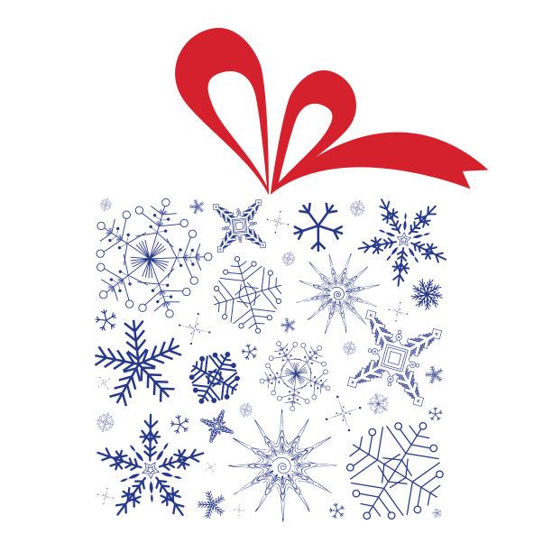 装满雪花的圣诞礼盒图片下载