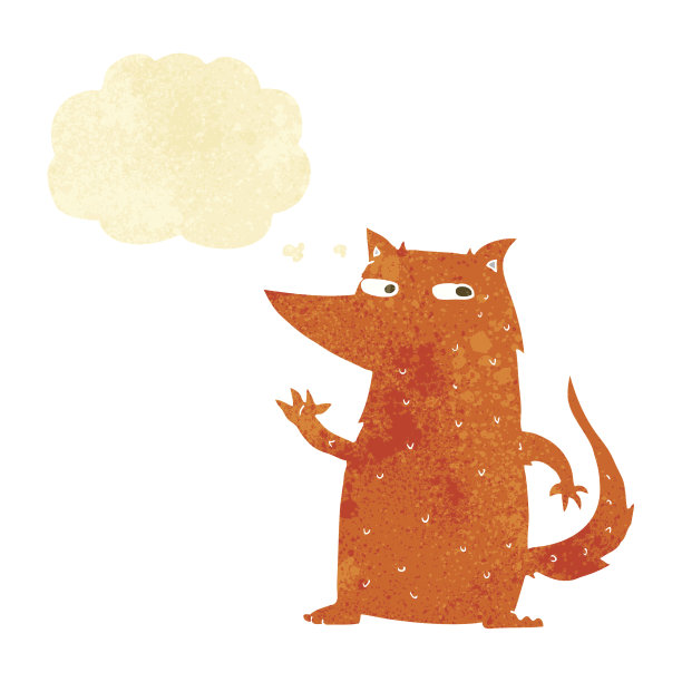 卡通狐狸挥舞着思想泡泡图片下载