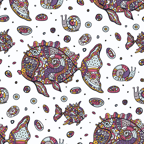 鱼类。无缝模式。图片下载