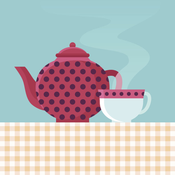 矢量茶壶和茶杯图片下载
