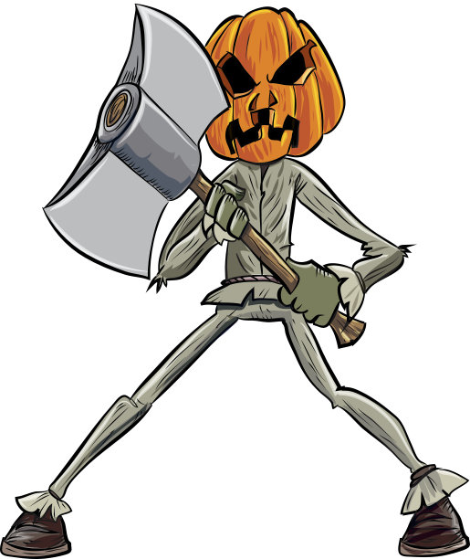 卡通南瓜头与斧头图片下载