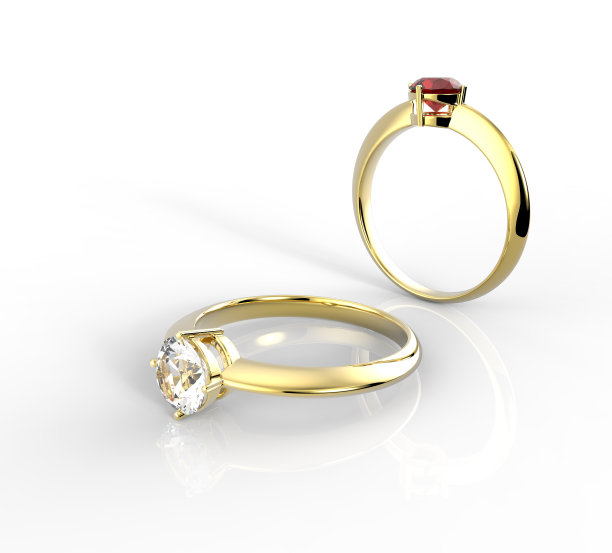 钻石戒指。孤立在白色背景上。图片下载