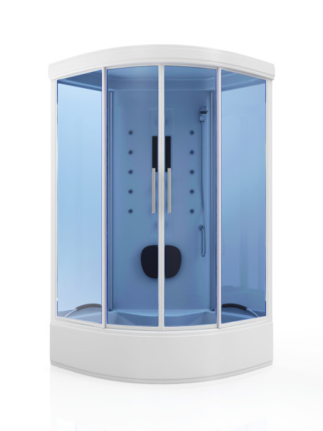 现代淋浴房孤立在白色背景图片下载