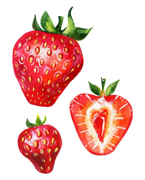 草莓设置孤立的白色背景。图片下载